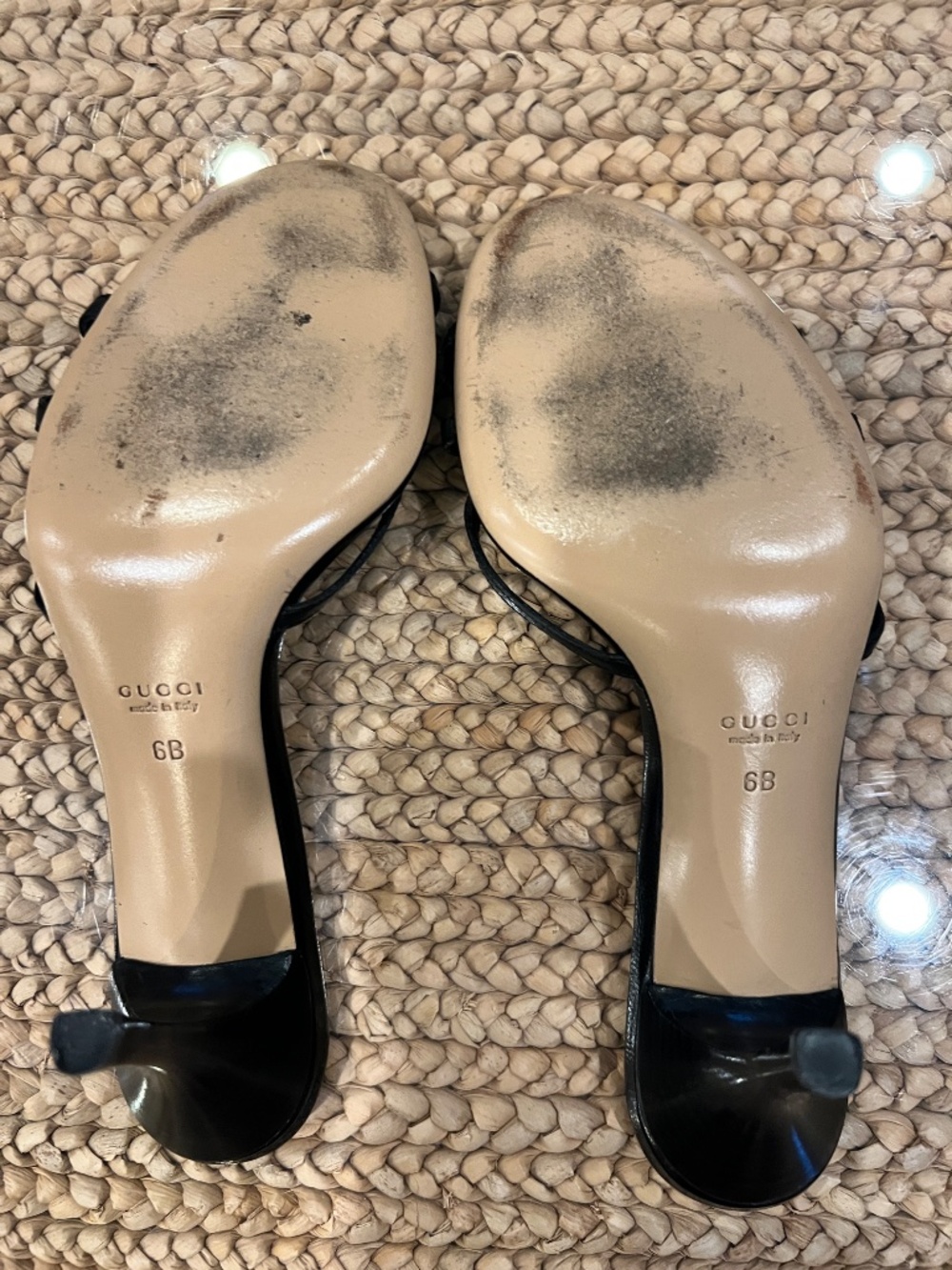 Gucci Gold GG Strap Sandal Heels Sz 6 - Picture 6 of 7